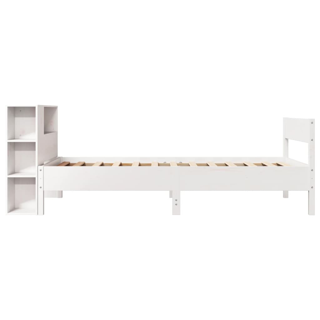Bed met boekenkast zonder matras grenenhout wit 75x190 cm is nu te koop bij PeponiXL, paradijselijk wonen!