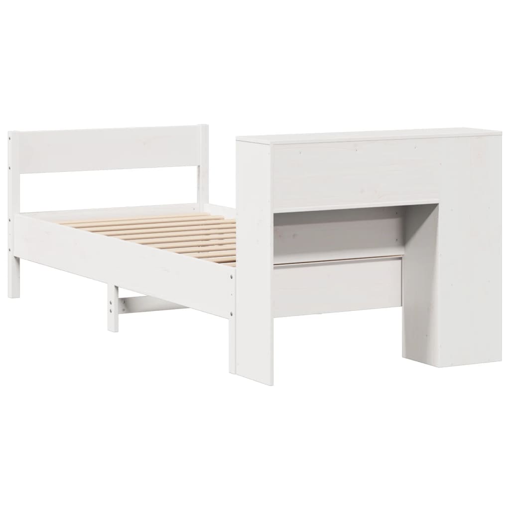 Bed met boekenkast zonder matras grenenhout wit 75x190 cm is nu te koop bij PeponiXL, paradijselijk wonen!