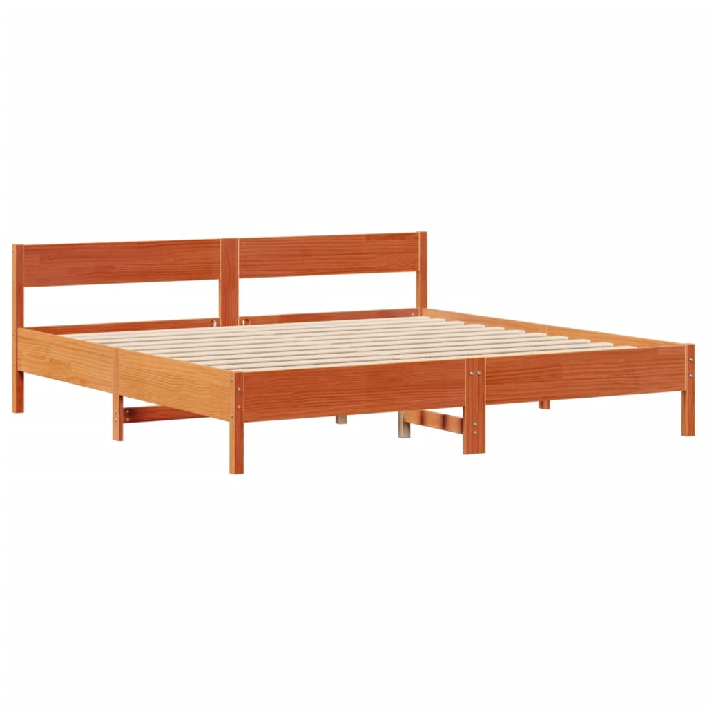 Bed met boekenkast zonder matras grenenhout wasbruin 200x200 cm is nu te koop bij PeponiXL, paradijselijk wonen!