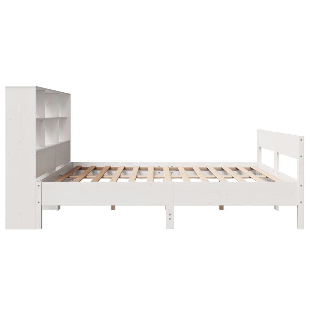 Bed met boekenkast zonder matras grenenhout wit 160x200 cm is nu te koop bij PeponiXL, paradijselijk wonen!