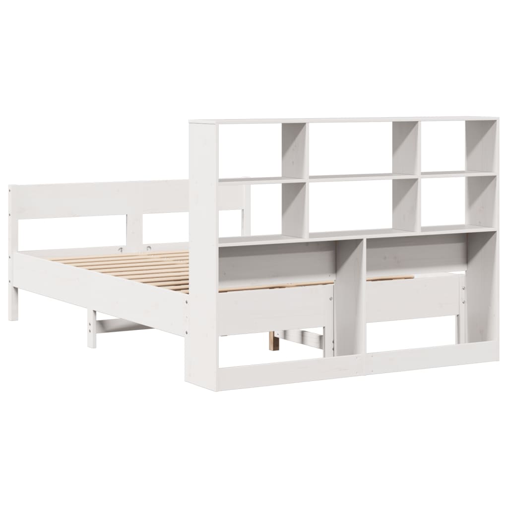 Bed met boekenkast zonder matras grenenhout wit 160x200 cm is nu te koop bij PeponiXL, paradijselijk wonen!