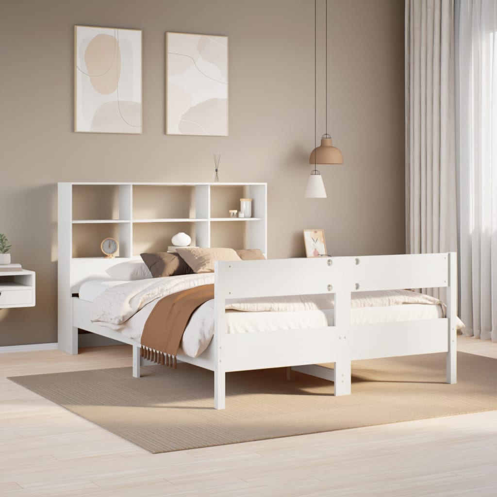 Bed met boekenkast zonder matras grenenhout wit 160x200 cm is nu te koop bij PeponiXL, paradijselijk wonen!