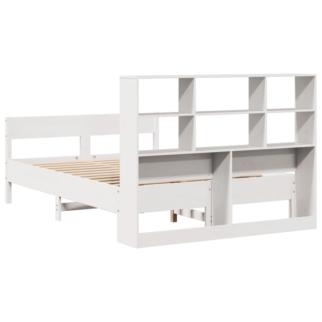Bed met boekenkast zonder matras grenenhout wit 140x200 cm is nu te koop bij PeponiXL, paradijselijk wonen!