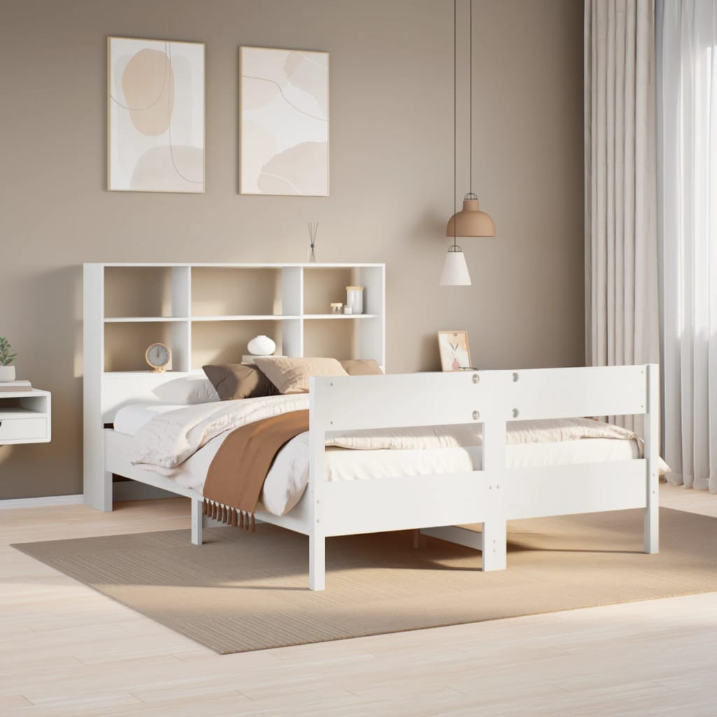 Bed met boekenkast zonder matras grenenhout wit 140x200 cm is nu te koop bij PeponiXL, paradijselijk wonen!