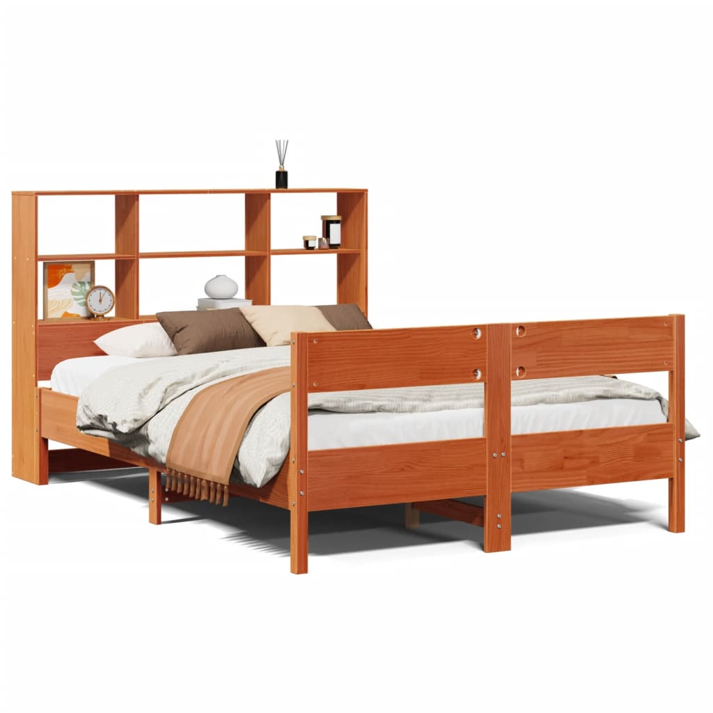 Bed met boekenkast zonder matras grenenhout wasbruin 140x200 cm is nu te koop bij PeponiXL, paradijselijk wonen!