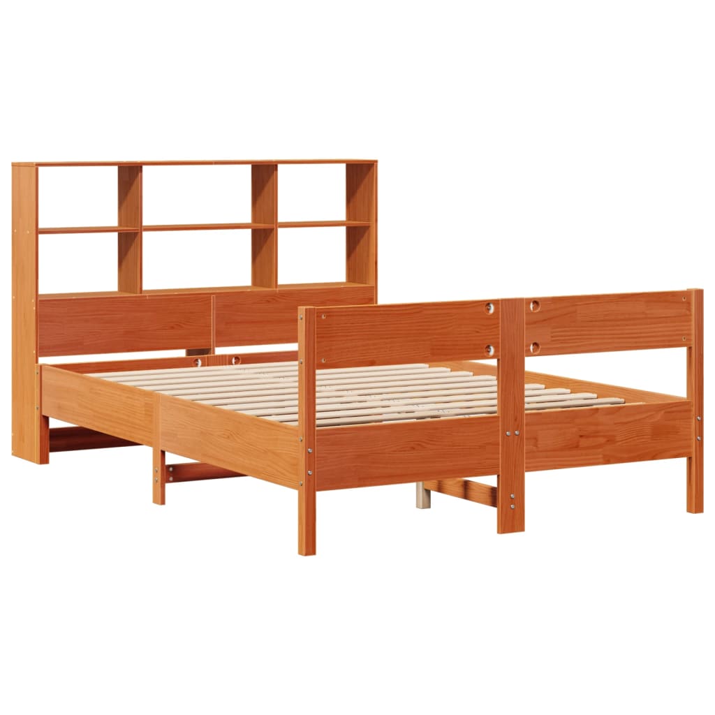 Bed met boekenkast zonder matras grenenhout wasbruin 140x200 cm is nu te koop bij PeponiXL, paradijselijk wonen!