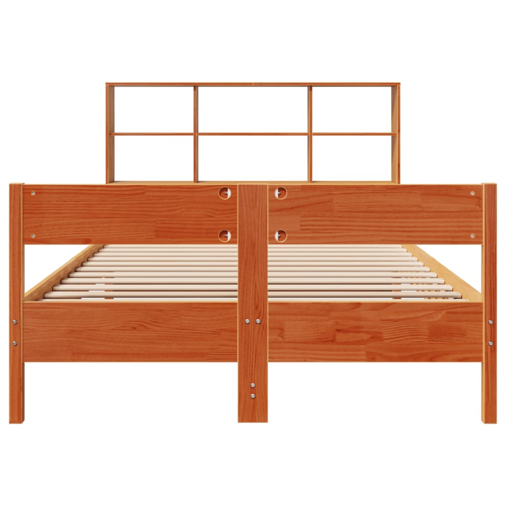 Bed met boekenkast zonder matras grenenhout wasbruin 140x200 cm is nu te koop bij PeponiXL, paradijselijk wonen!