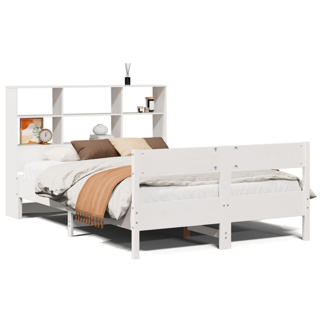 Bed met boekenkast zonder matras grenenhout wit 140x190 cm is nu te koop bij PeponiXL, paradijselijk wonen!