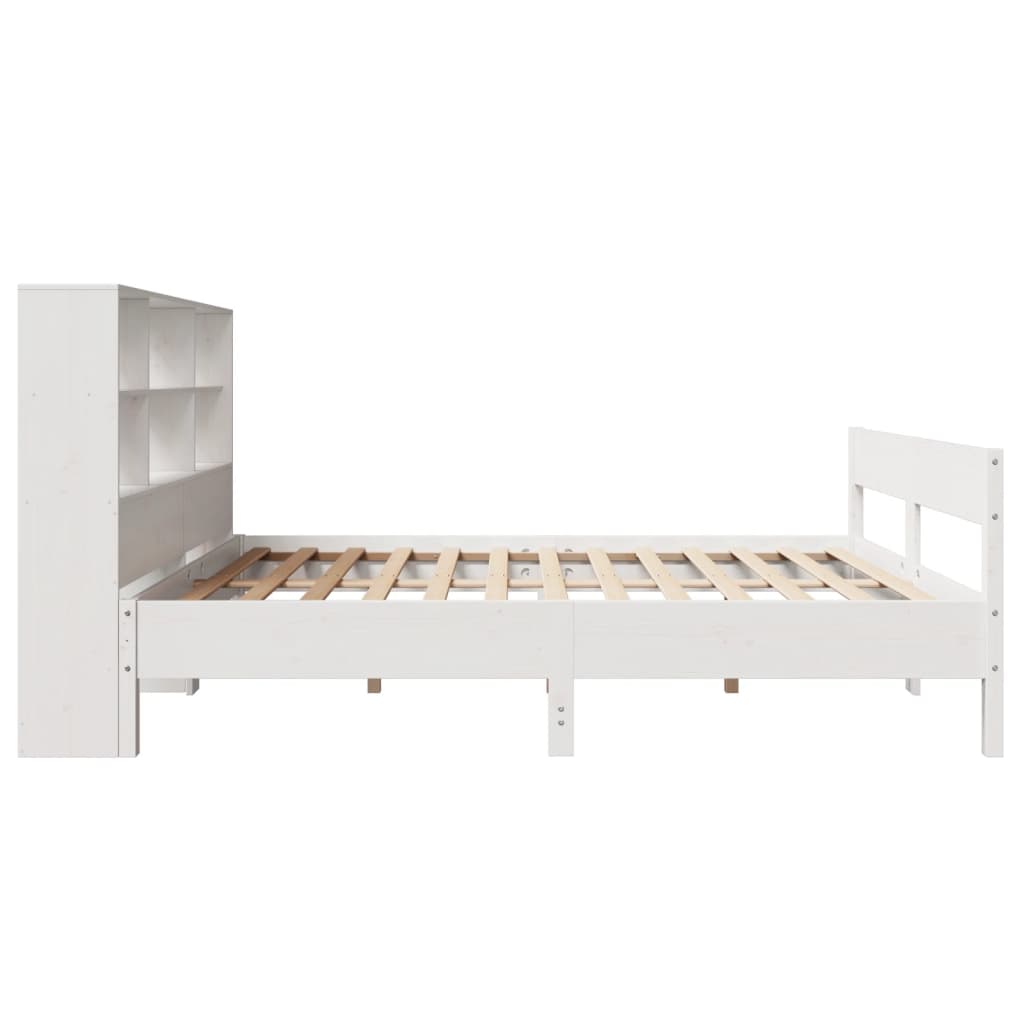 Bed met boekenkast zonder matras grenenhout wit 140x190 cm is nu te koop bij PeponiXL, paradijselijk wonen!