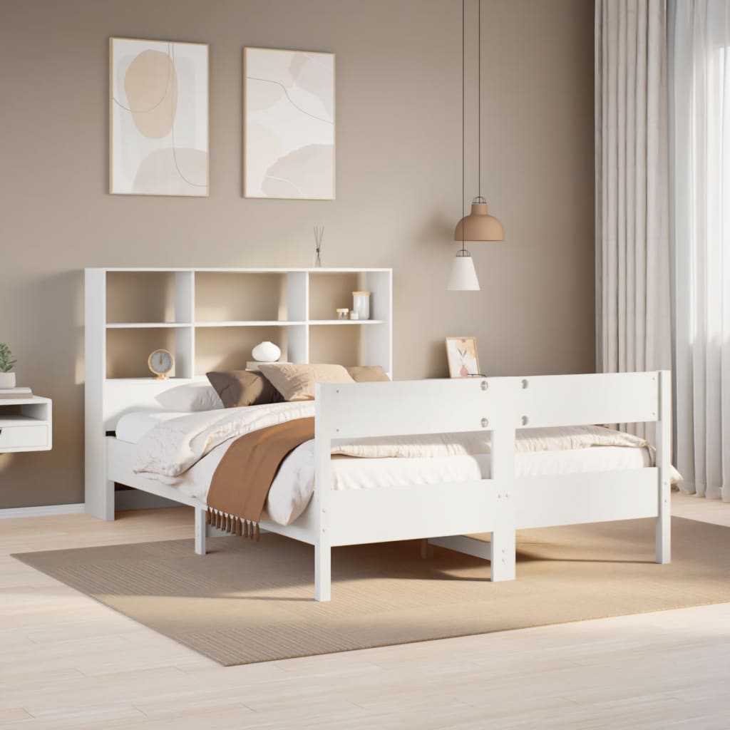 Bed met boekenkast zonder matras grenenhout wit 140x190 cm is nu te koop bij PeponiXL, paradijselijk wonen!