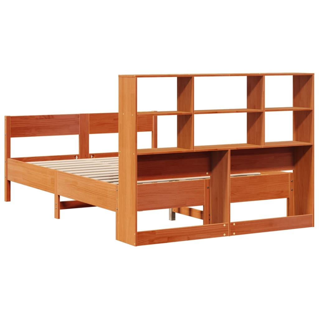 Bed met boekenkast zonder matras grenenhout wasbruin 135x190 cm is nu te koop bij PeponiXL, paradijselijk wonen!