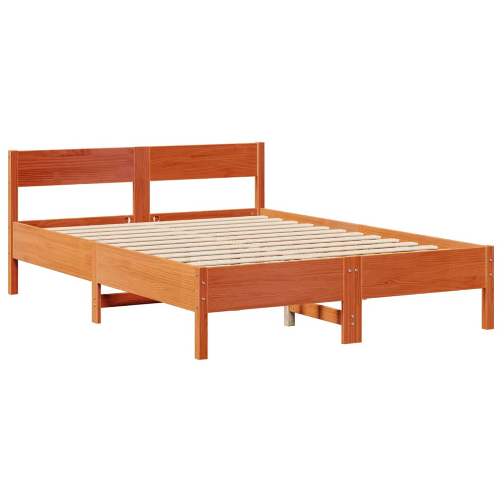 Bed met boekenkast zonder matras grenenhout wasbruin 135x190 cm is nu te koop bij PeponiXL, paradijselijk wonen!