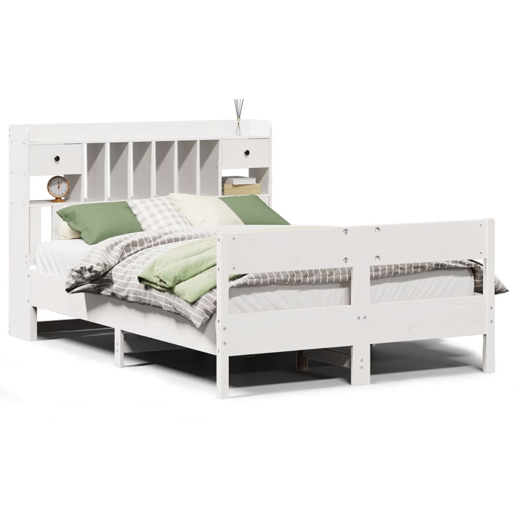 Bed met boekenkast zonder matras grenenhout wit 160x200 cm is nu te koop bij PeponiXL, paradijselijk wonen!