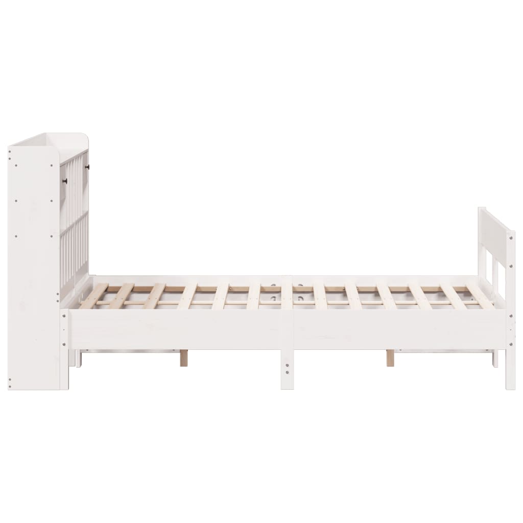 Bed met boekenkast zonder matras grenenhout wit 160x200 cm is nu te koop bij PeponiXL, paradijselijk wonen!