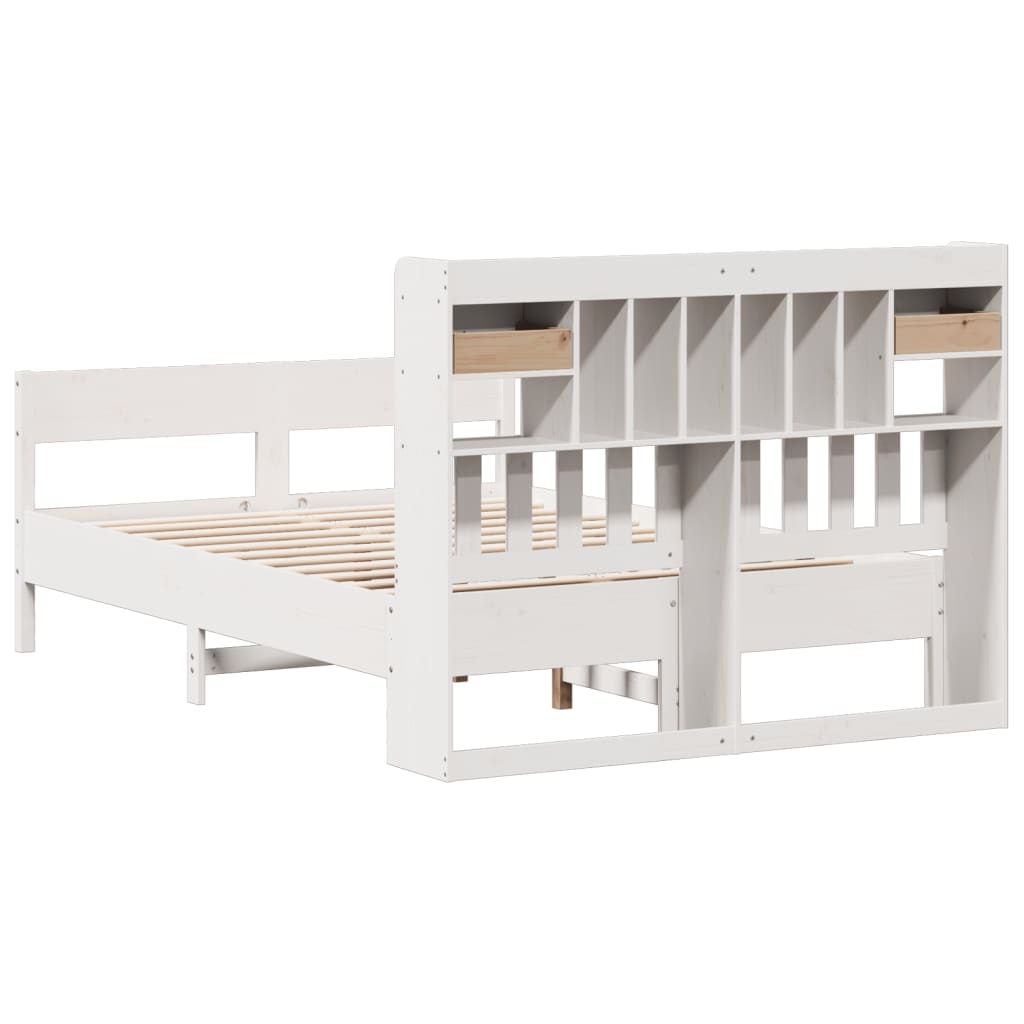 Bed met boekenkast zonder matras grenenhout wit 160x200 cm is nu te koop bij PeponiXL, paradijselijk wonen!