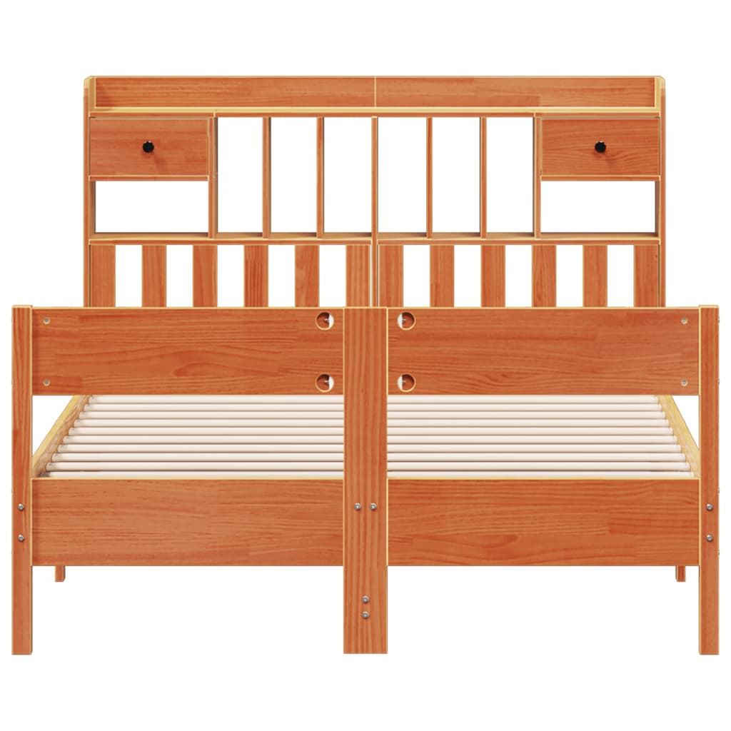 Bed met boekenkast zonder matras grenenhout wasbruin 160x200 cm is nu te koop bij PeponiXL, paradijselijk wonen!