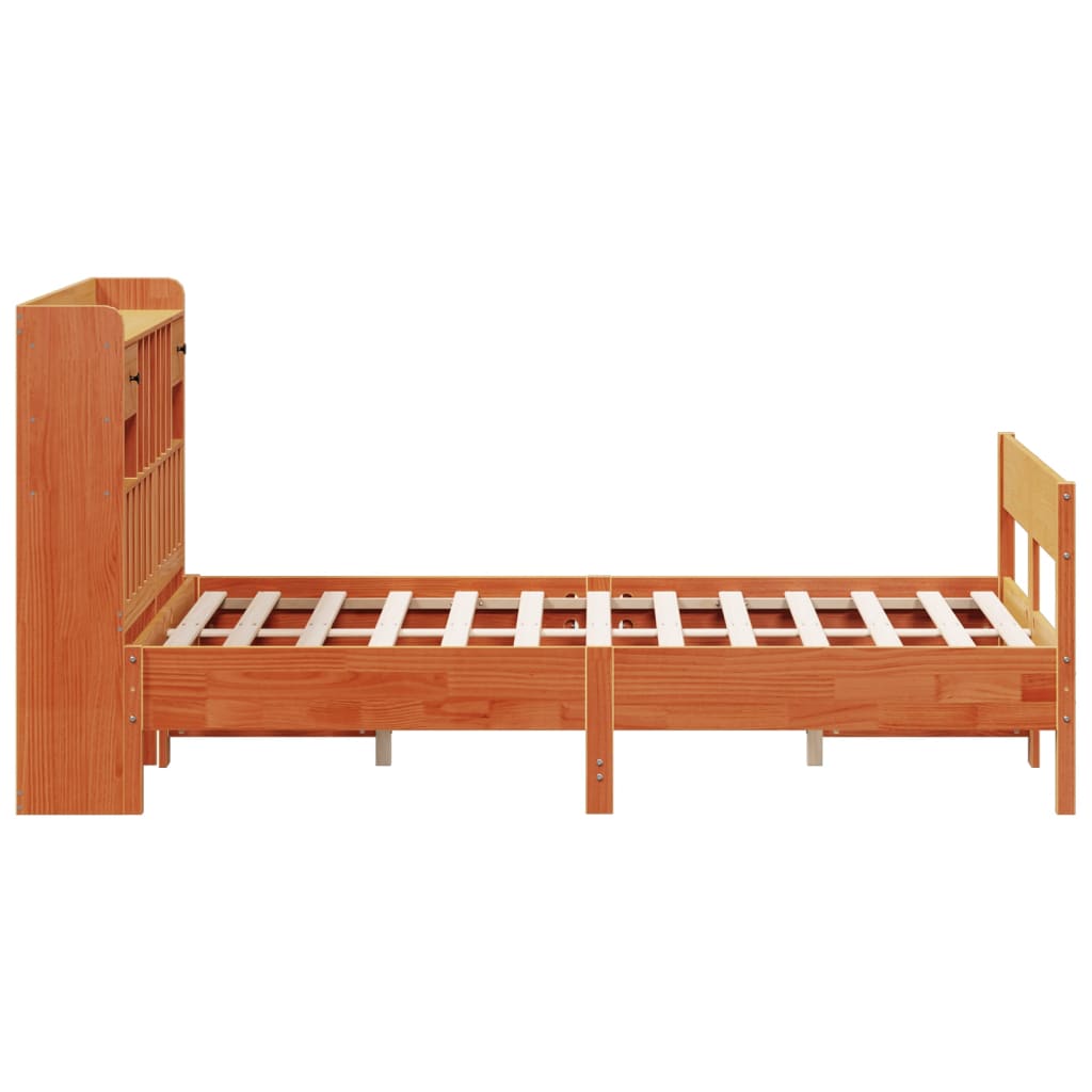 Bed met boekenkast zonder matras grenenhout wasbruin 160x200 cm is nu te koop bij PeponiXL, paradijselijk wonen!