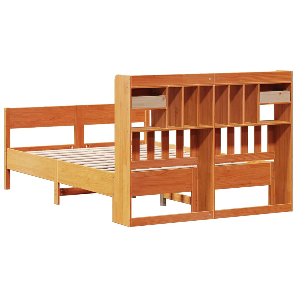 Bed met boekenkast zonder matras grenenhout wasbruin 160x200 cm is nu te koop bij PeponiXL, paradijselijk wonen!
