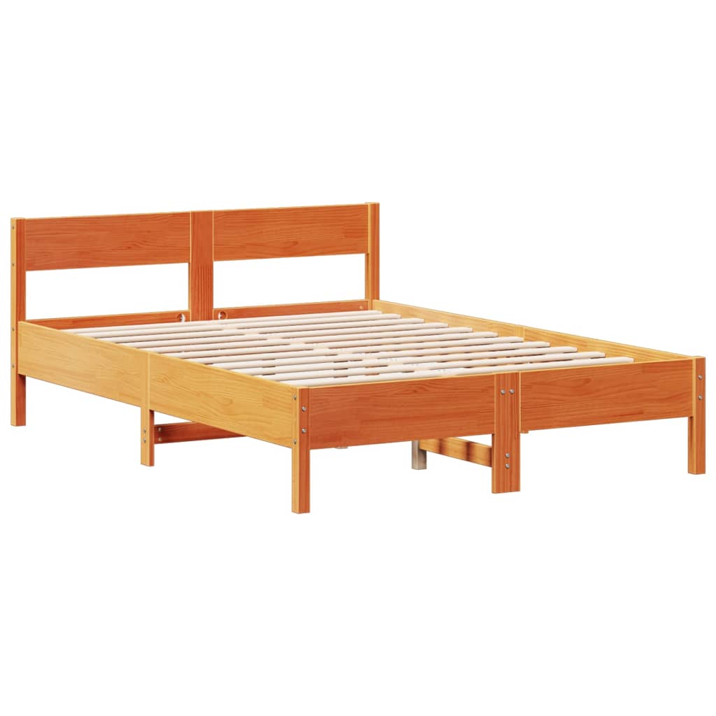 Bed met boekenkast zonder matras grenenhout wasbruin 160x200 cm is nu te koop bij PeponiXL, paradijselijk wonen!