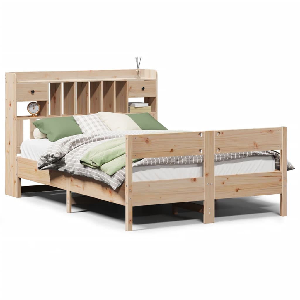 Bed met boekenkast zonder matras massief grenenhout 140x200 cm is nu te koop bij PeponiXL, paradijselijk wonen!