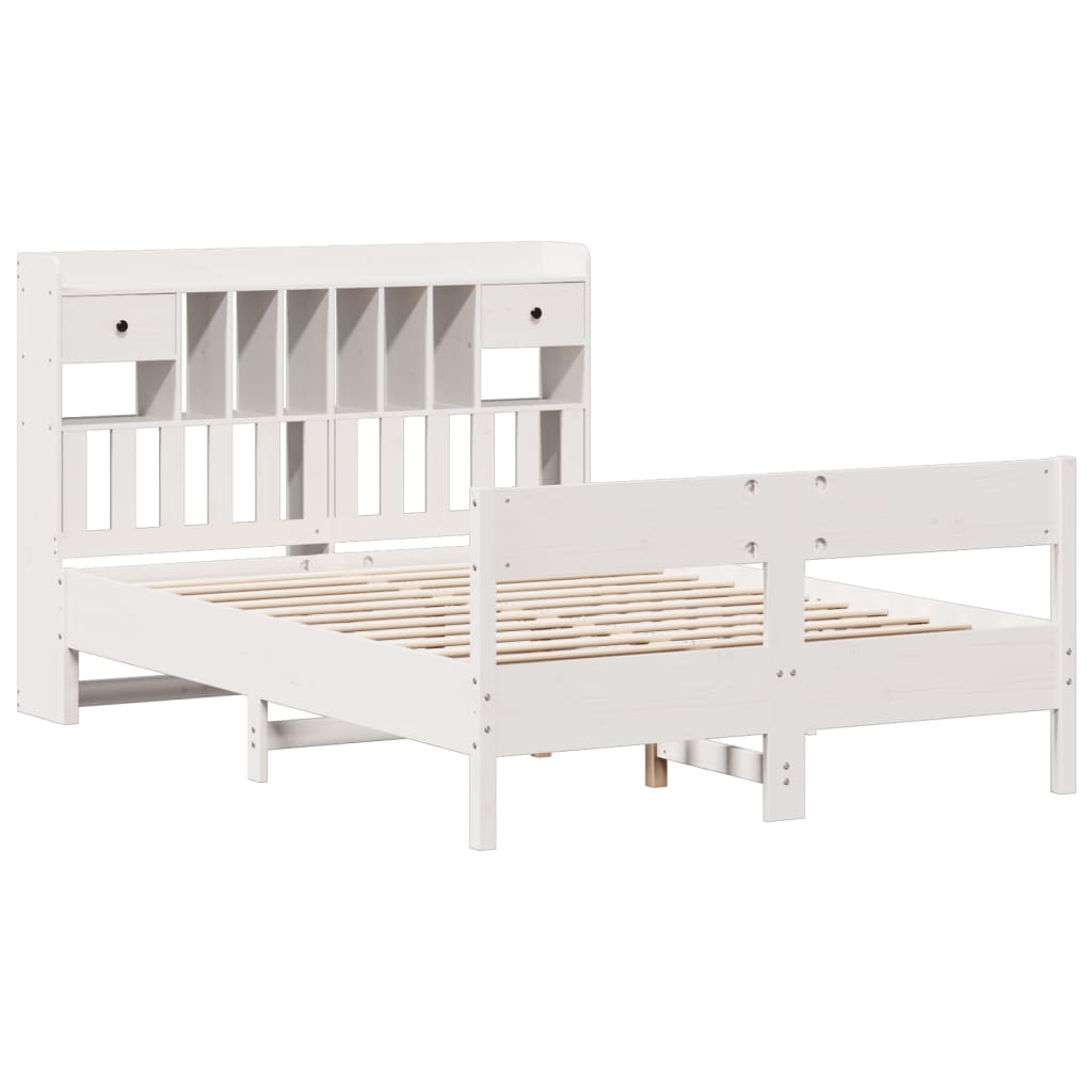Bed met boekenkast zonder matras grenenhout wit 140x200 cm is nu te koop bij PeponiXL, paradijselijk wonen!