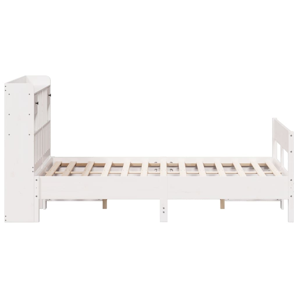 Bed met boekenkast zonder matras grenenhout wit 140x200 cm is nu te koop bij PeponiXL, paradijselijk wonen!