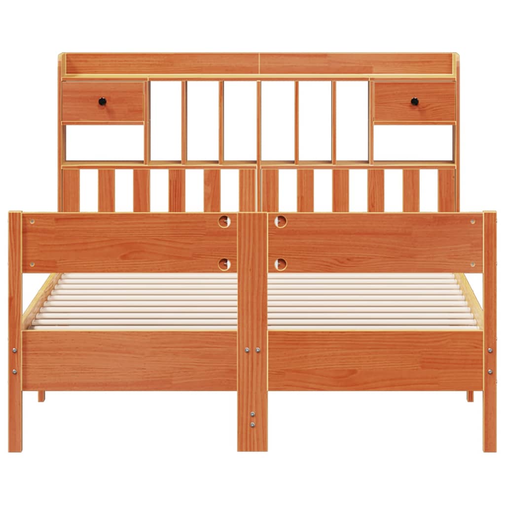Bed met boekenkast zonder matras grenenhout wasbruin 140x200 cm is nu te koop bij PeponiXL, paradijselijk wonen!