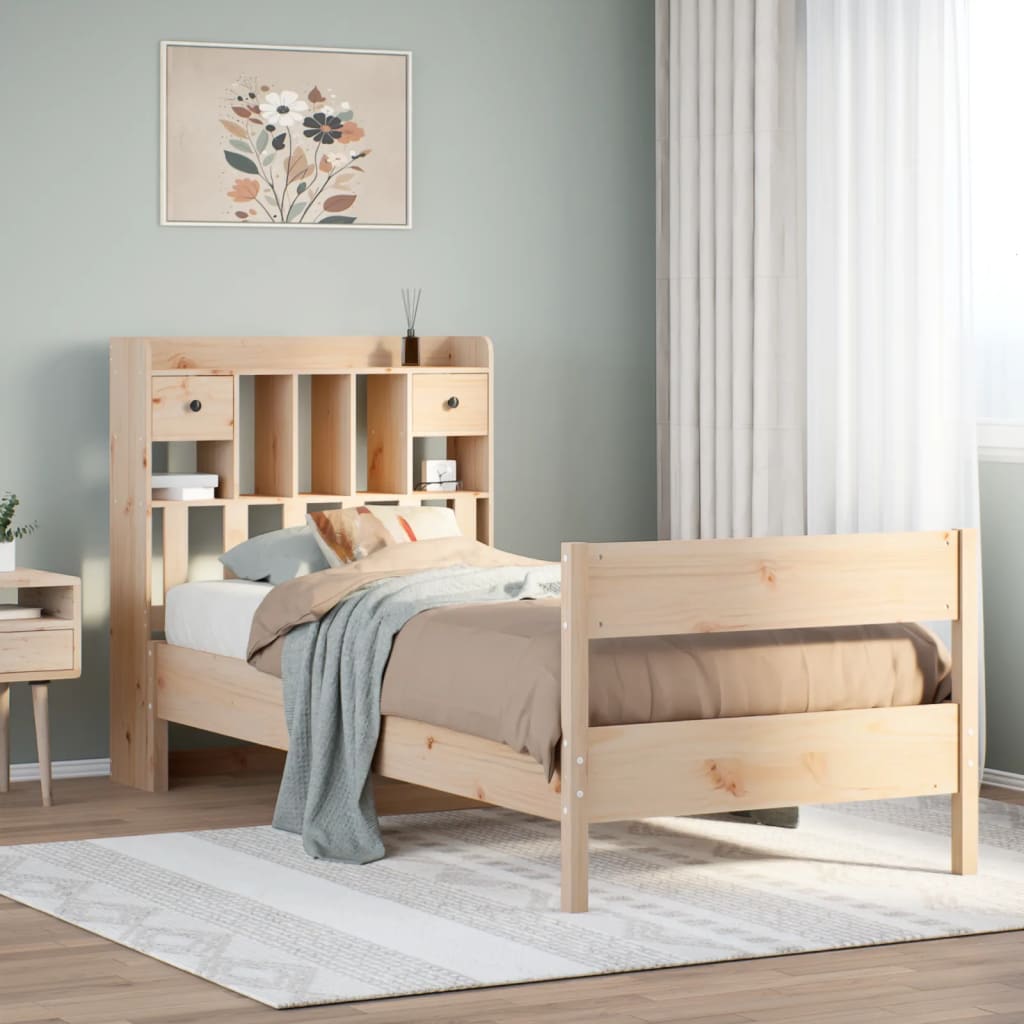 Bed met boekenkast zonder matras massief grenenhout 90x200 cm is nu te koop bij PeponiXL, paradijselijk wonen!
