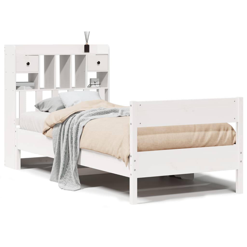 Bed met boekenkast zonder matras grenenhout wit 90x200 cm is nu te koop bij PeponiXL, paradijselijk wonen!