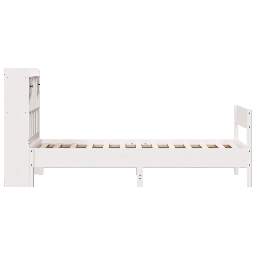Bed met boekenkast zonder matras grenenhout wit 90x200 cm is nu te koop bij PeponiXL, paradijselijk wonen!