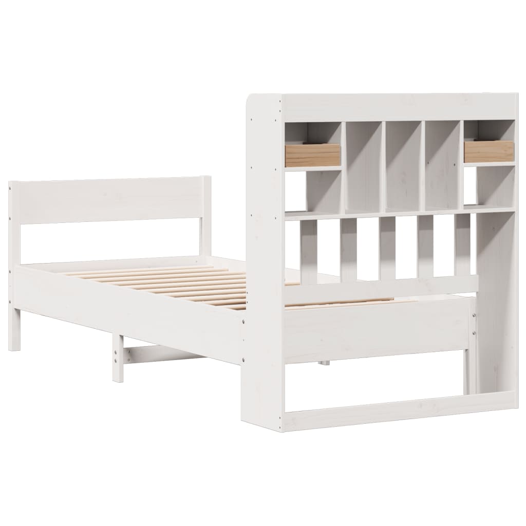 Bed met boekenkast zonder matras grenenhout wit 90x200 cm is nu te koop bij PeponiXL, paradijselijk wonen!