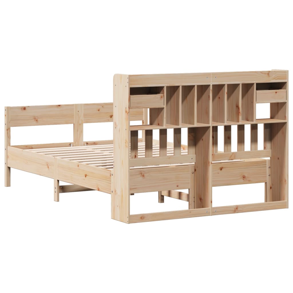 Bed met boekenkast zonder matras massief grenenhout 140x190 cm is nu te koop bij PeponiXL, paradijselijk wonen!