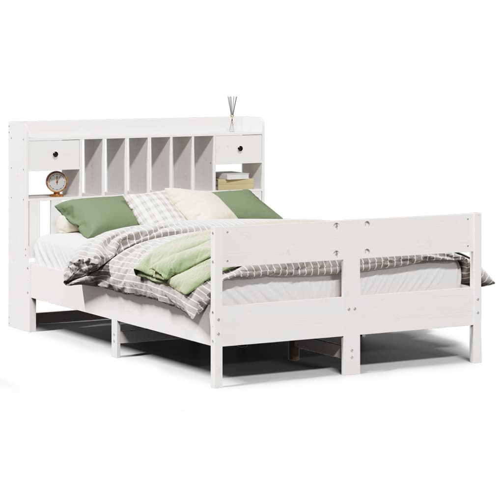 Bed met boekenkast zonder matras grenenhout wit 140x190 cm is nu te koop bij PeponiXL, paradijselijk wonen!