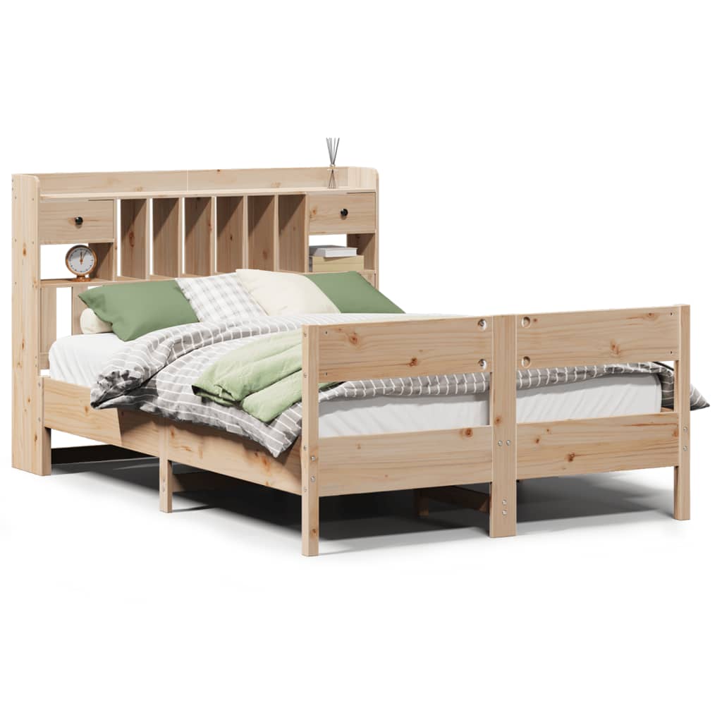 Bed met boekenkast zonder matras massief grenenhout 135x190 cm is nu te koop bij PeponiXL, paradijselijk wonen!