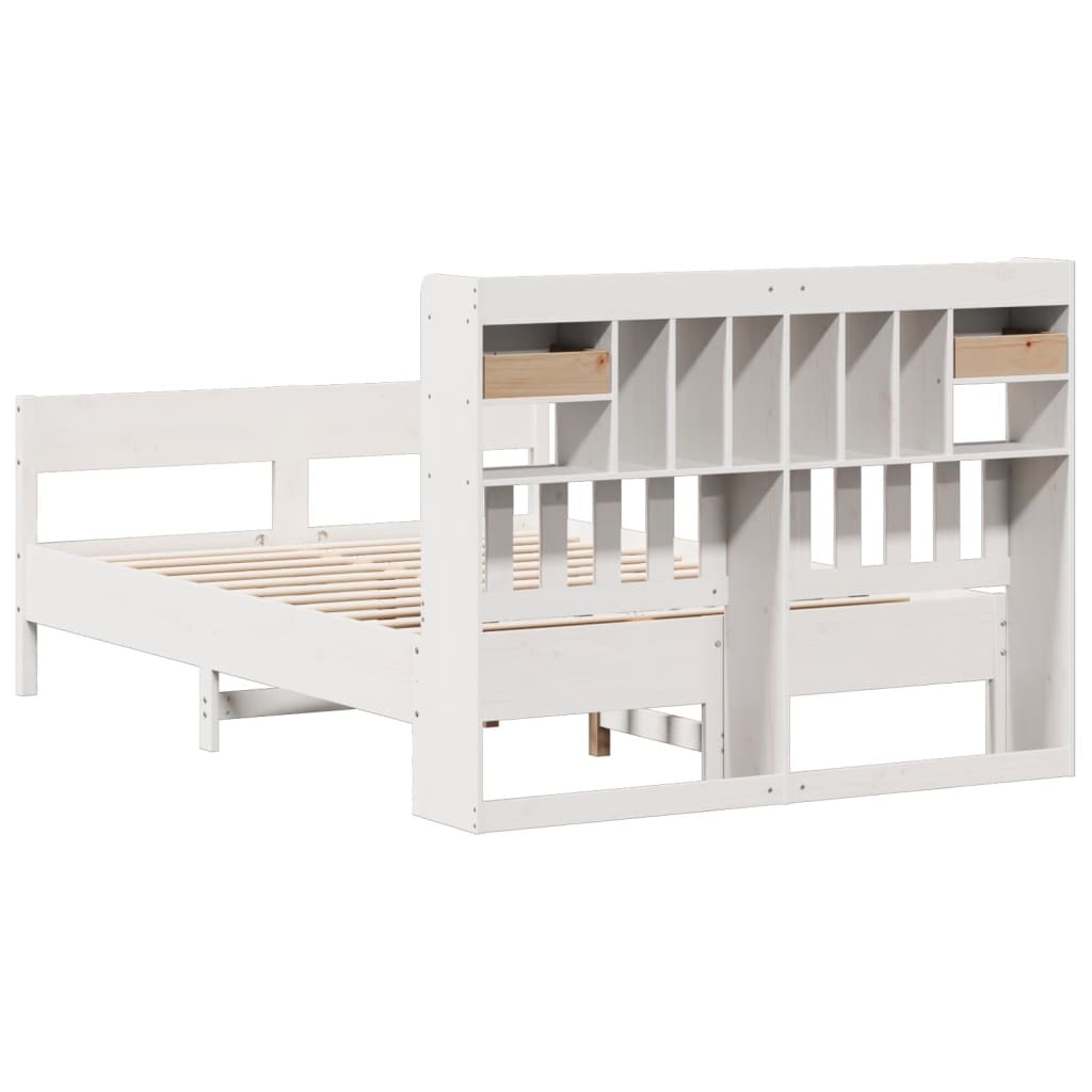 Bed met boekenkast zonder matras grenenhout wit 135x190 cm is nu te koop bij PeponiXL, paradijselijk wonen!