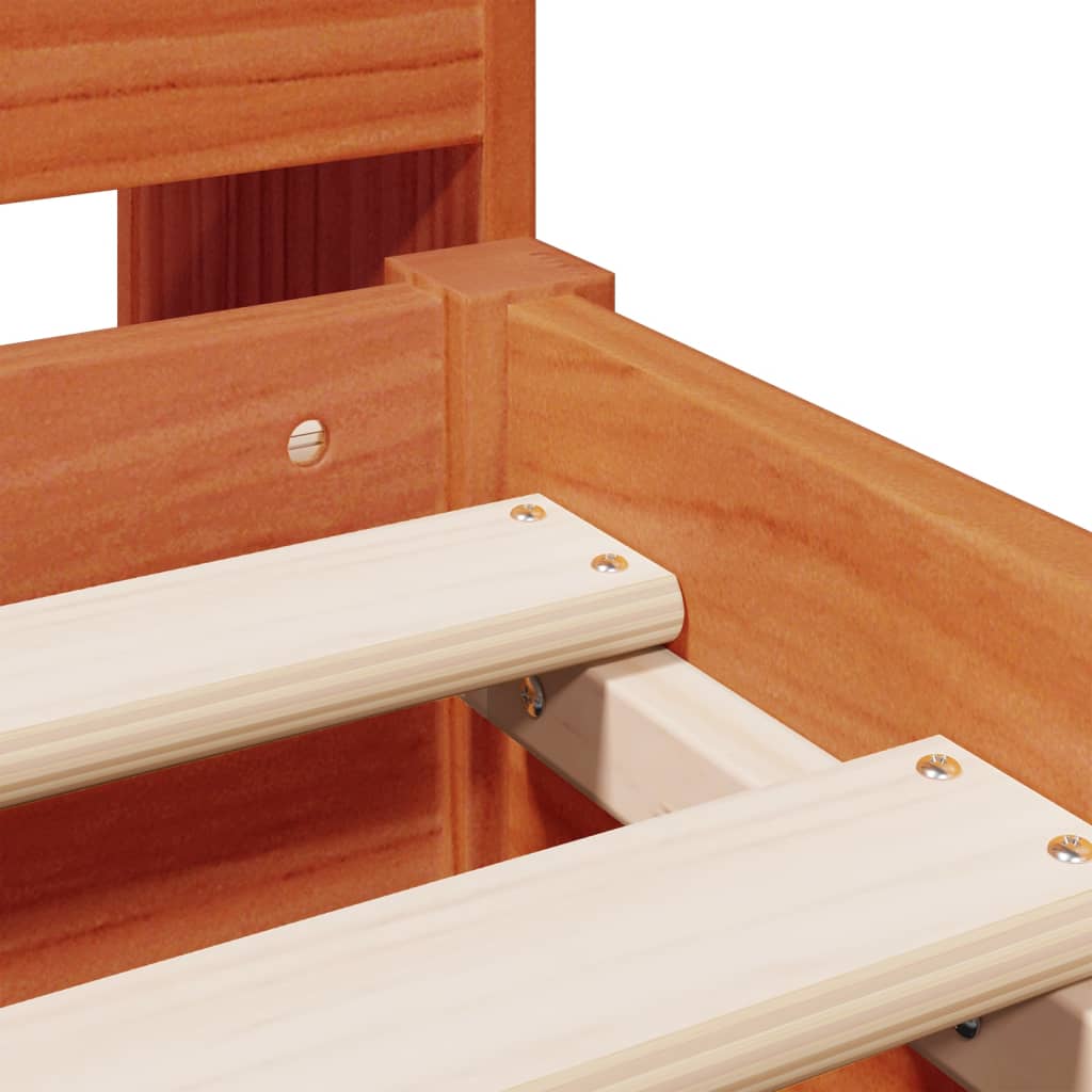 Bed met boekenkast zonder matras grenenhout wasbruin 135x190 cm is nu te koop bij PeponiXL, paradijselijk wonen!