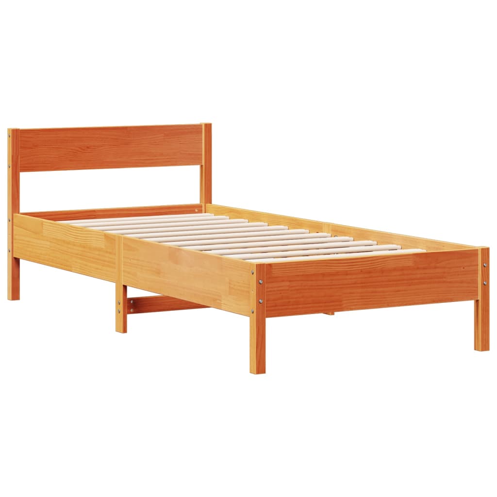 Bed met boekenkast zonder matras grenenhout wasbruin 75x190 cm is nu te koop bij PeponiXL, paradijselijk wonen!