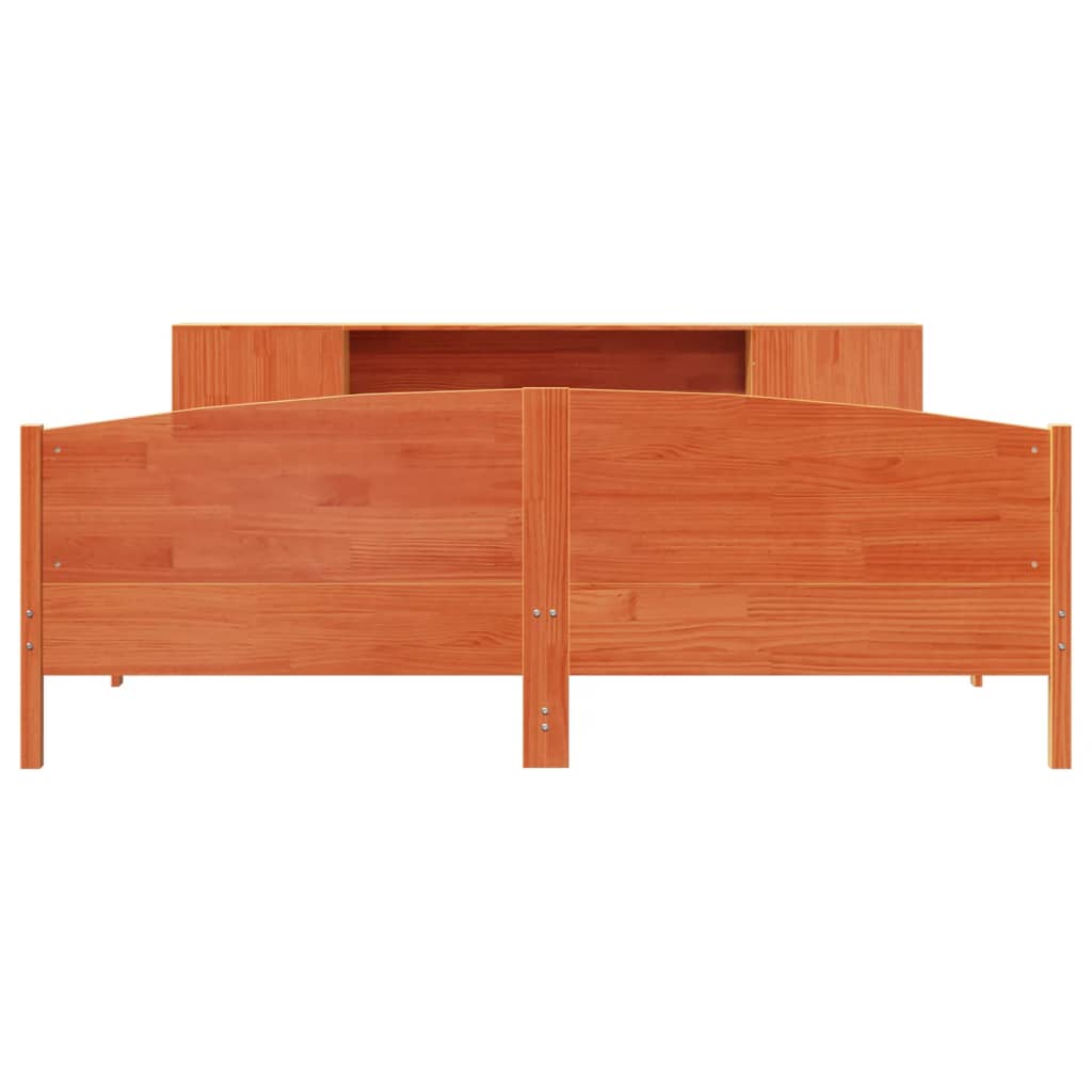 Bed met boekenkast zonder matras grenenhout wasbruin 200x200 cm is nu te koop bij PeponiXL, paradijselijk wonen!