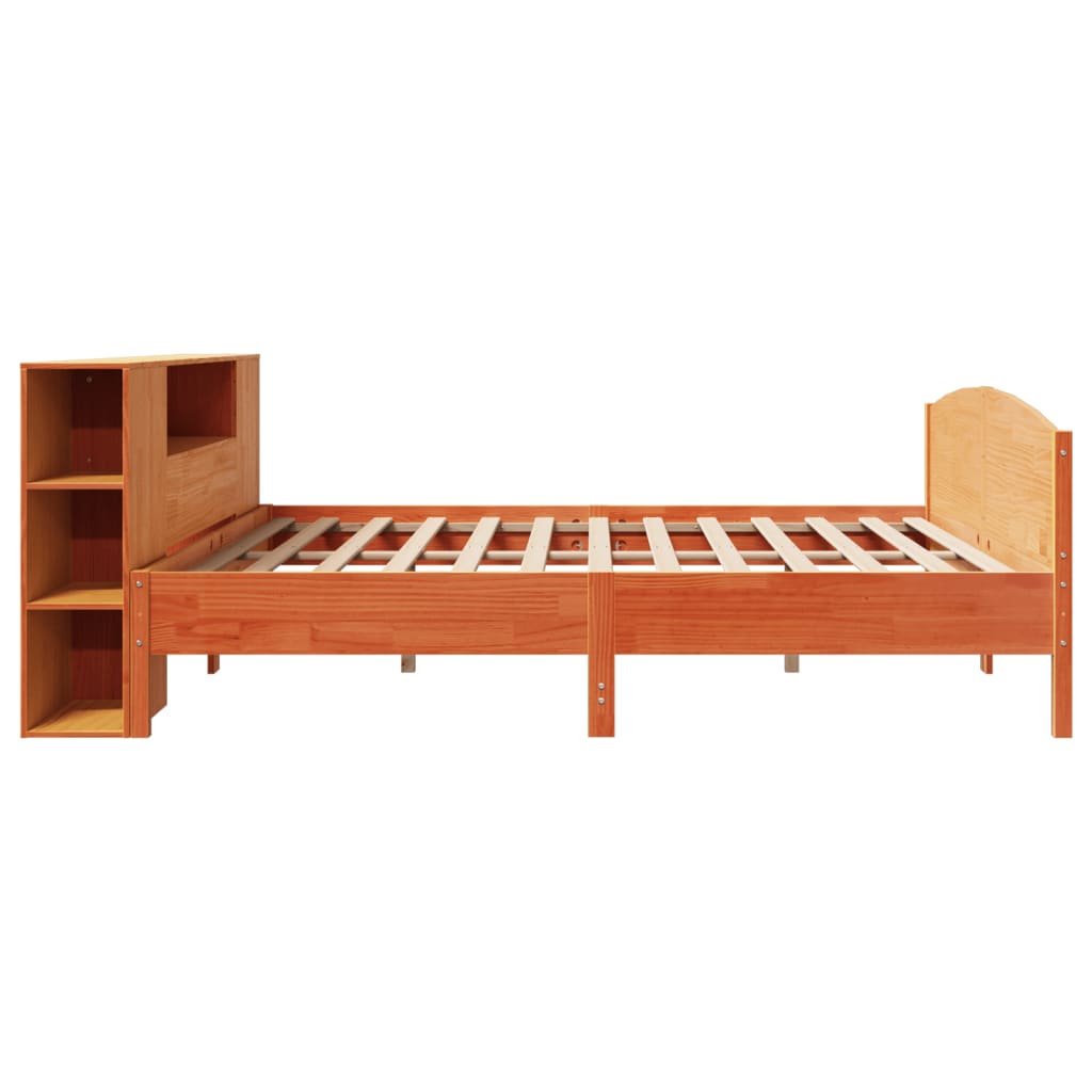 Bed met boekenkast zonder matras grenenhout wasbruin 200x200 cm is nu te koop bij PeponiXL, paradijselijk wonen!
