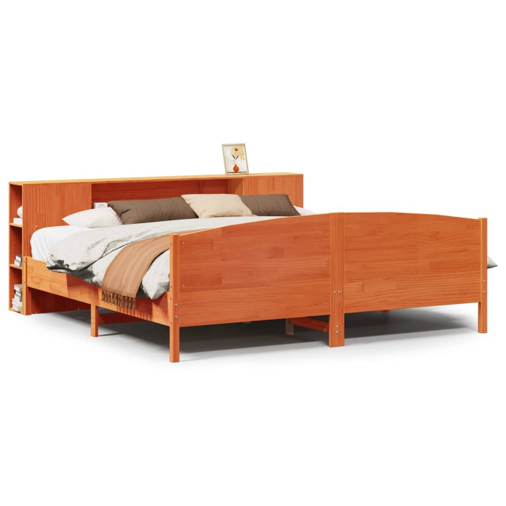 Bed met boekenkast zonder matras grenenhout wasbruin 180x200 cm is nu te koop bij PeponiXL, paradijselijk wonen!
