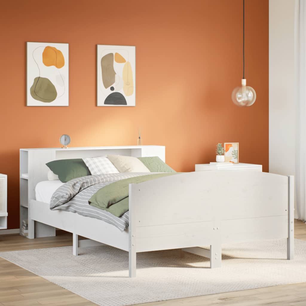 Bed met boekenkast zonder matras grenenhout wit 160x200 cm is nu te koop bij PeponiXL, paradijselijk wonen!