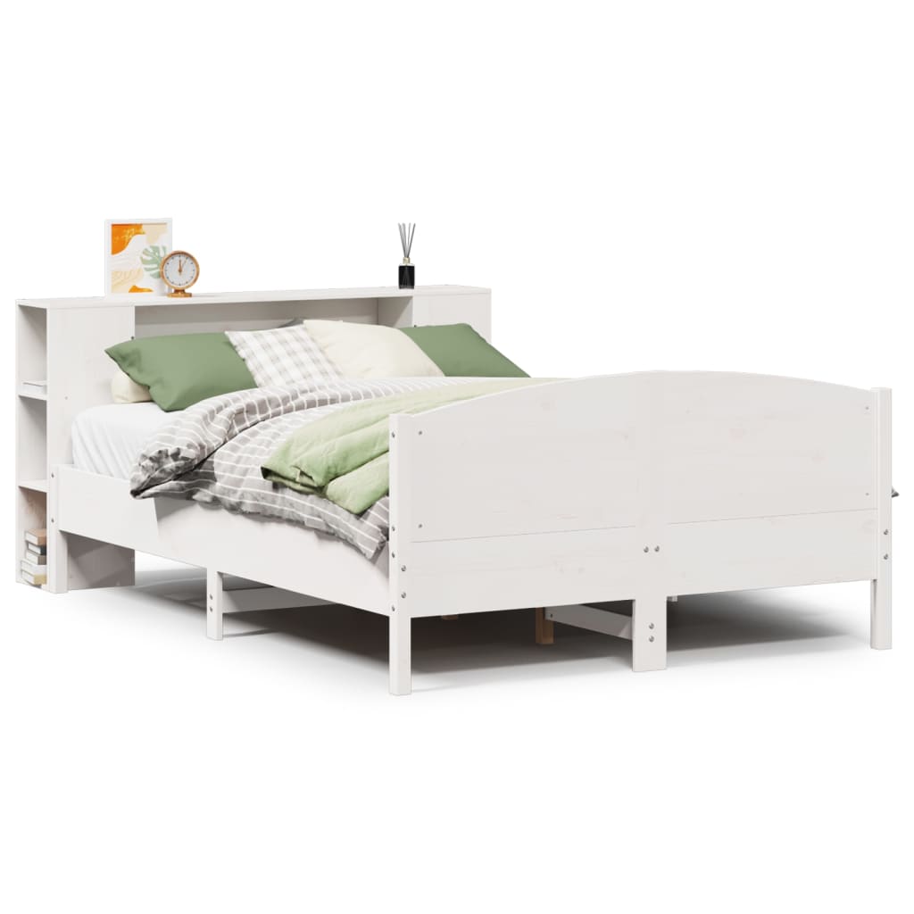 Bed met boekenkast zonder matras grenenhout wit 150x200 cm is nu te koop bij PeponiXL, paradijselijk wonen!