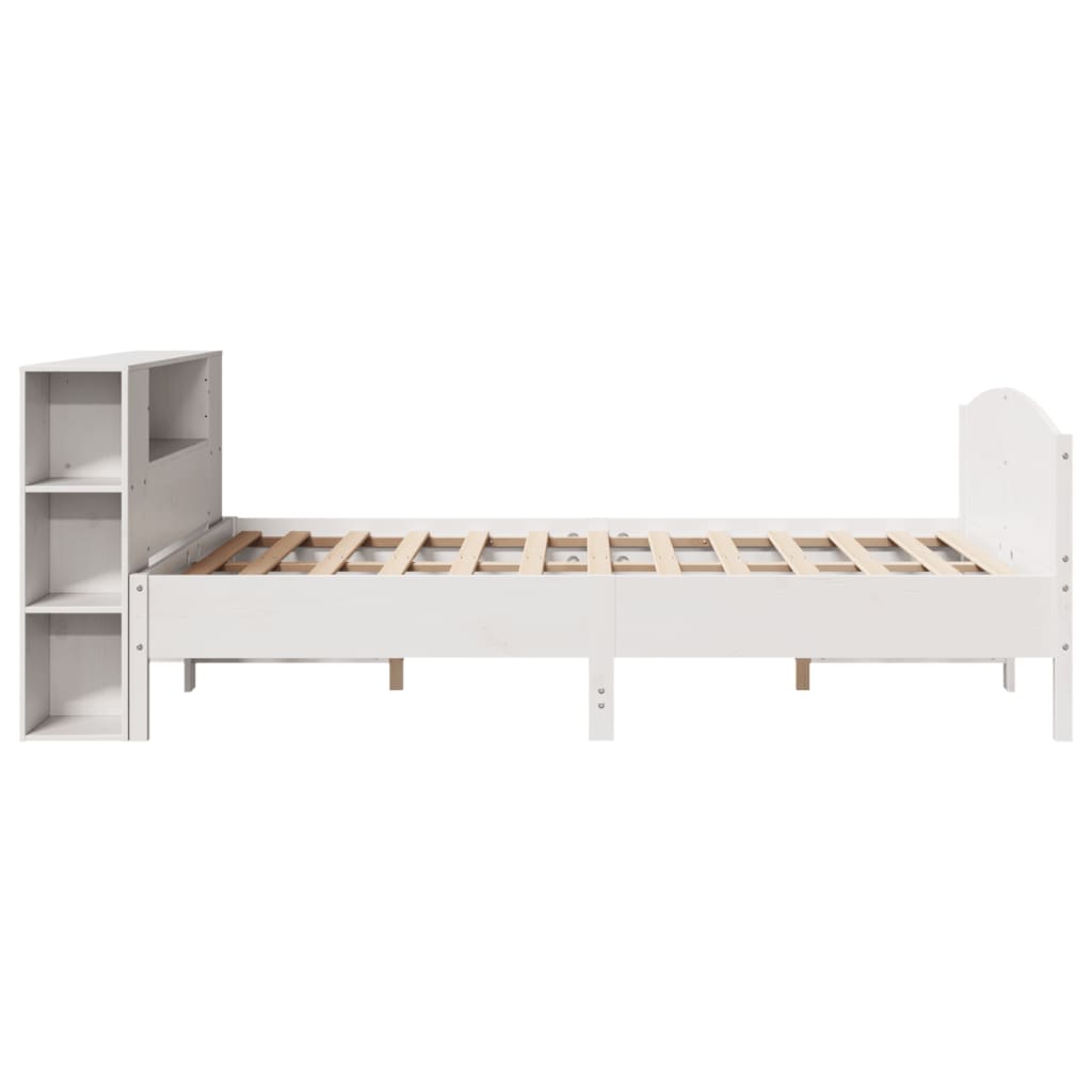Bed met boekenkast zonder matras grenenhout wit 150x200 cm is nu te koop bij PeponiXL, paradijselijk wonen!