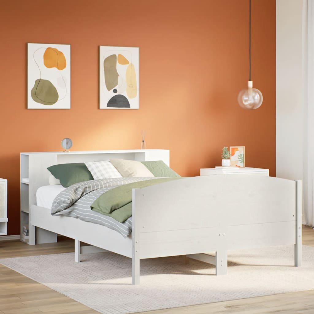 Bed met boekenkast zonder matras grenenhout wit 150x200 cm is nu te koop bij PeponiXL, paradijselijk wonen!