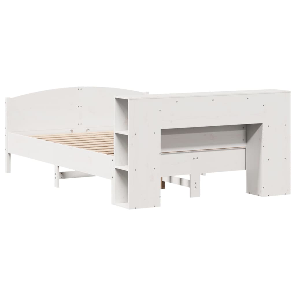 Bed met boekenkast zonder matras grenenhout wit 140x200 cm is nu te koop bij PeponiXL, paradijselijk wonen!