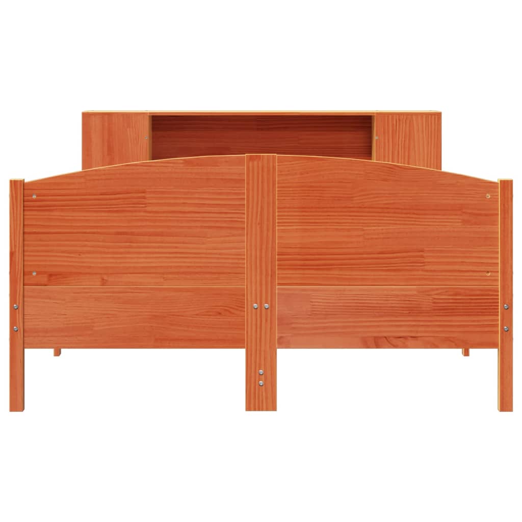 Bed met boekenkast zonder matras grenenhout wasbruin 140x200 cm is nu te koop bij PeponiXL, paradijselijk wonen!