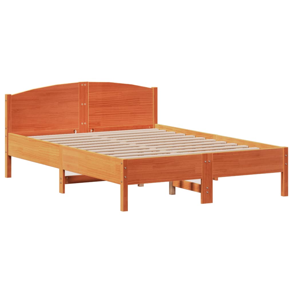 Bed met boekenkast zonder matras grenenhout wasbruin 140x200 cm is nu te koop bij PeponiXL, paradijselijk wonen!