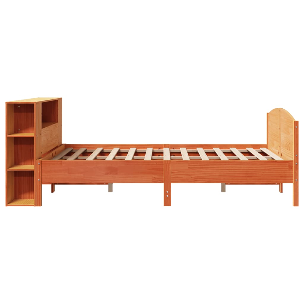 Bed met boekenkast zonder matras grenenhout wasbruin 140x190 cm is nu te koop bij PeponiXL, paradijselijk wonen!