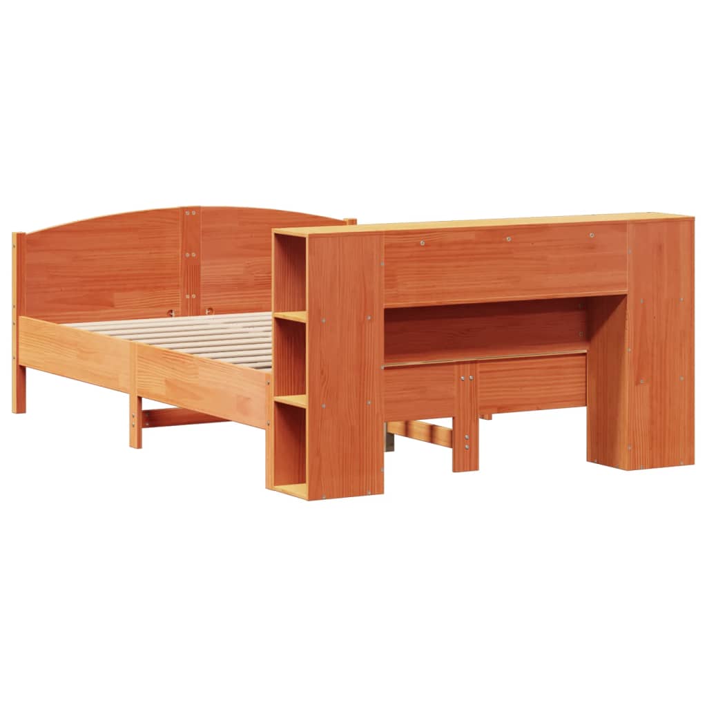 Bed met boekenkast zonder matras grenenhout wasbruin 140x190 cm is nu te koop bij PeponiXL, paradijselijk wonen!