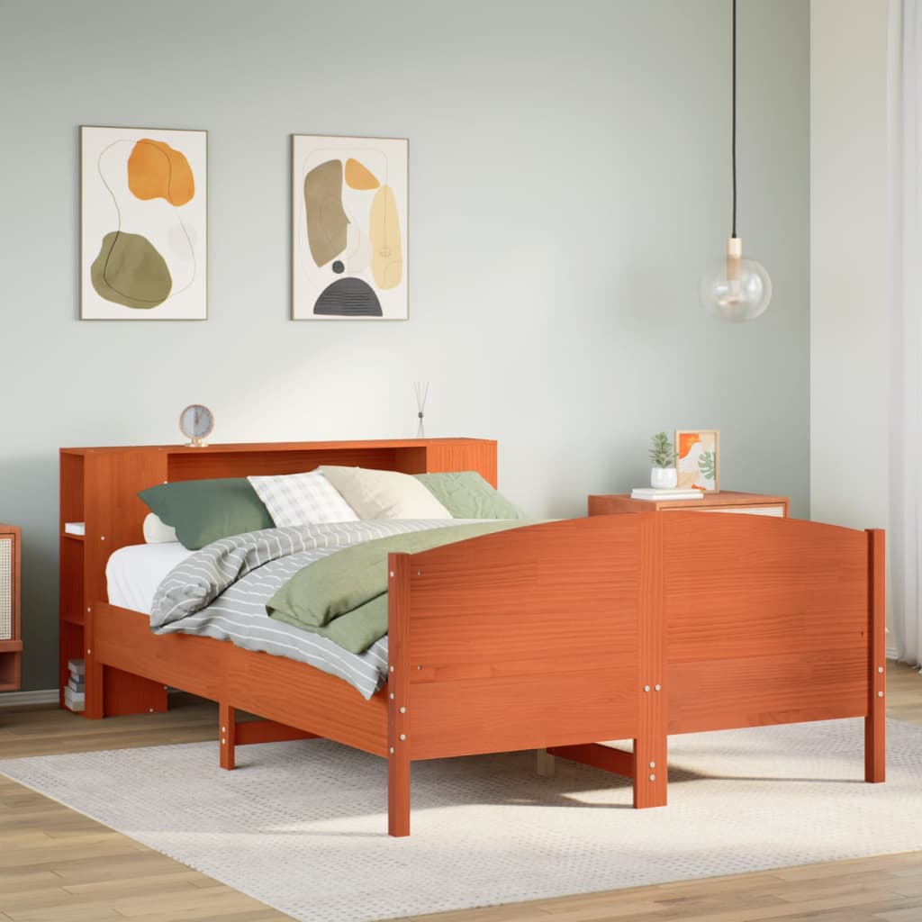 Bed met boekenkast zonder matras grenenhout wasbruin 140x190 cm is nu te koop bij PeponiXL, paradijselijk wonen!